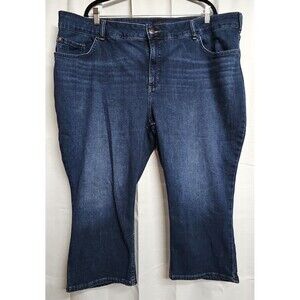 LEE Womens PLUS SIZE 26W  Dark Wash Mid-Rise Stretch Capri Jeans 21 In Inseam